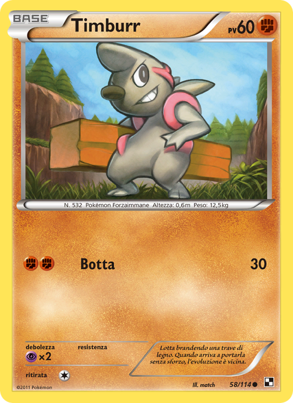 Timburr 058/115 — Black & White (Italian Pokémon TCG card)