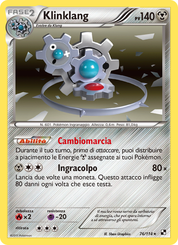 Klinklang 076/115 — Black & White (Italian Pokémon TCG card)