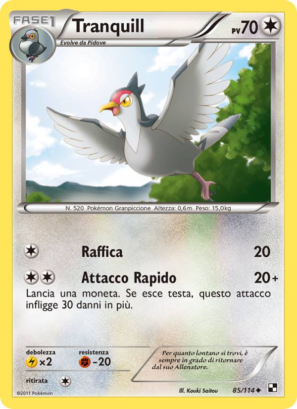 Tranquill 085/115 — Black & White (Italian Pokémon TCG card)