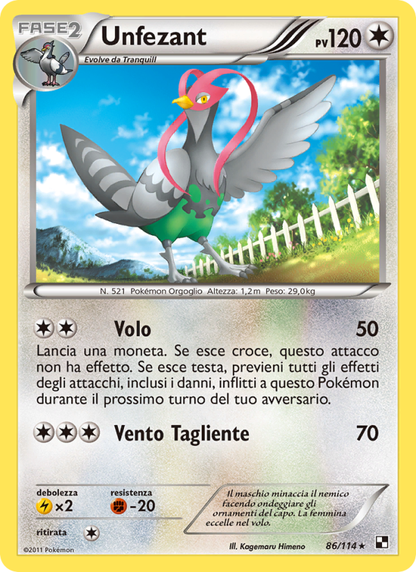 Unfezant 086/115 — Black & White (Italian Pokémon TCG card)