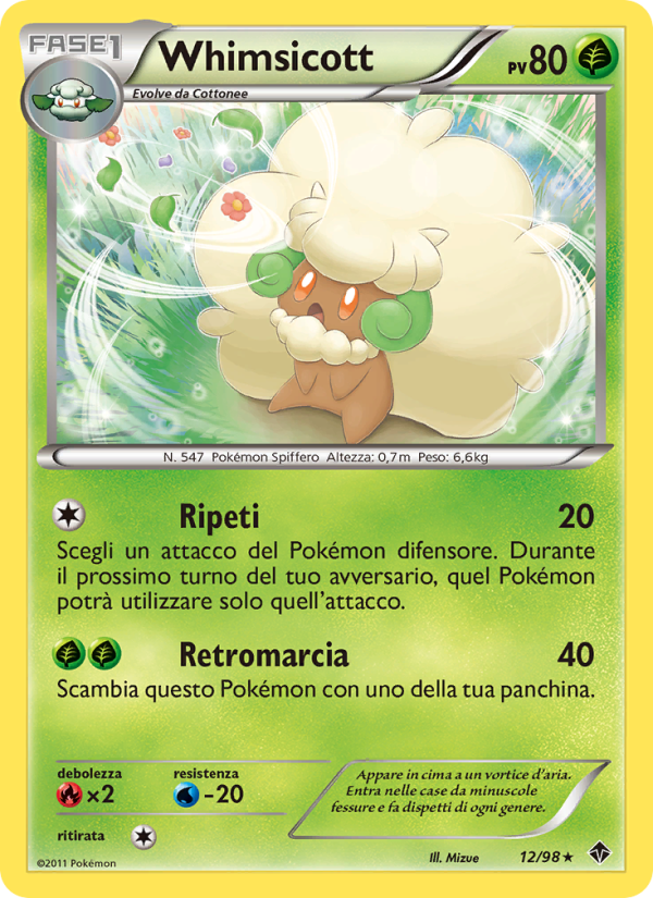 Whimsicott 012/98 — Emerging Powers (Italian Pokémon TCG card)