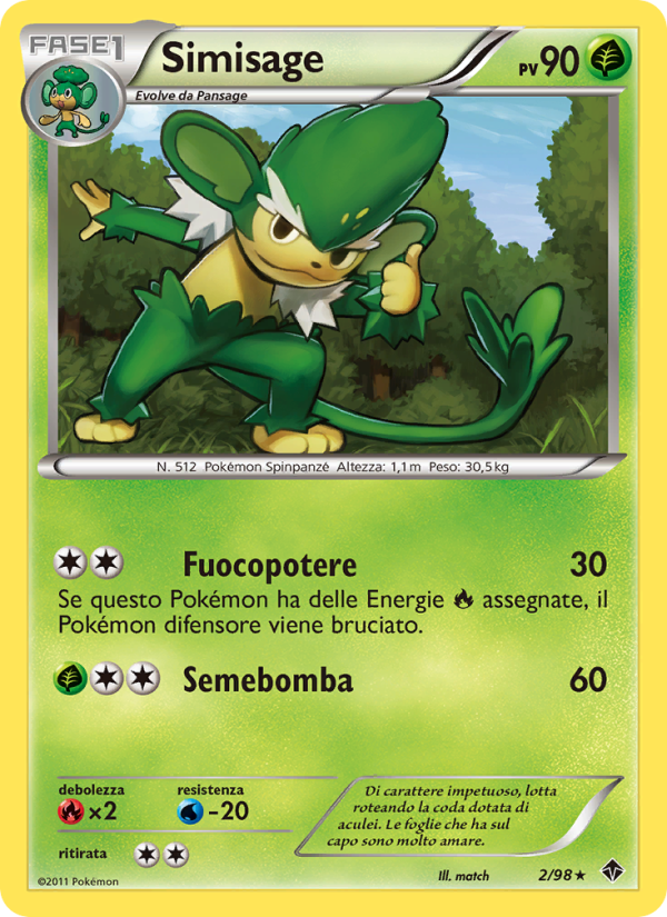 Simisage 002/98 — Emerging Powers (Italian Pokémon TCG card)