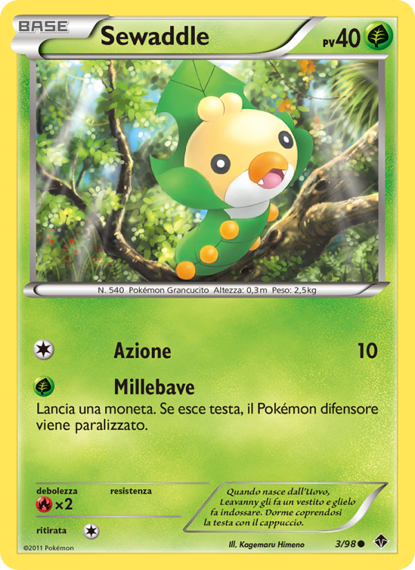 Sewaddle 003/98 — Emerging Powers (Italian Pokémon TCG card)