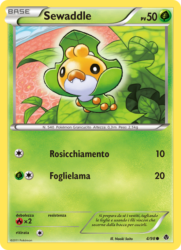 Sewaddle 004/98 — Emerging Powers (Italian Pokémon TCG card)