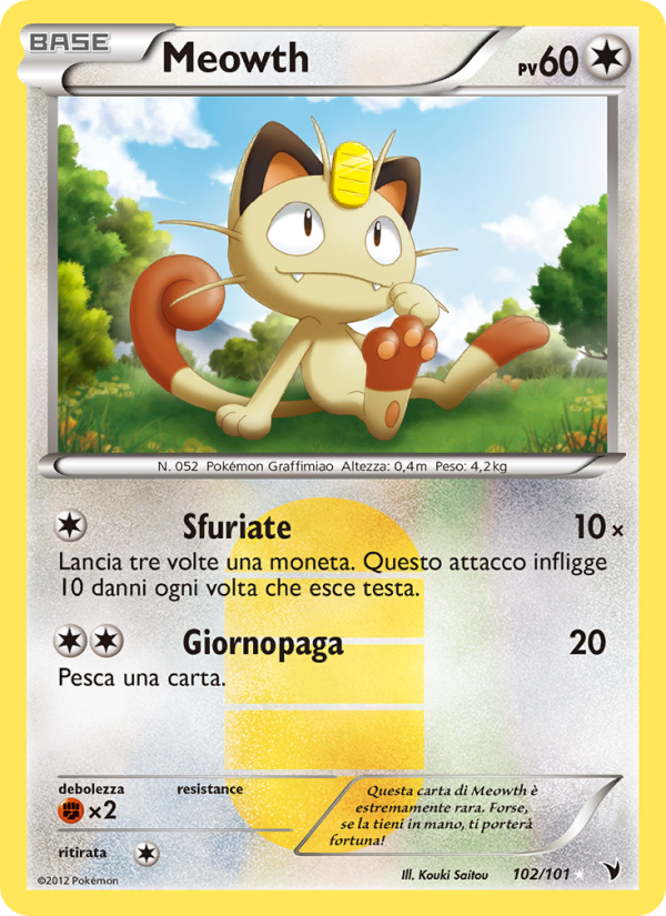 Meowth 102/102 — Noble Victories (Italian Pokémon TCG card)