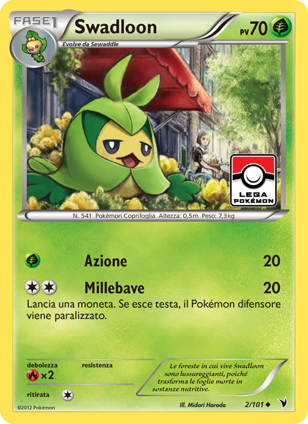 Swadloon 002/102 — Noble Victories (Italian Pokémon TCG card)