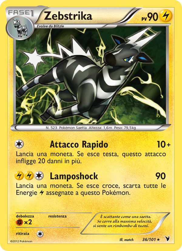 Zebstrika 036/102 — Noble Victories (Italian Pokémon TCG card)