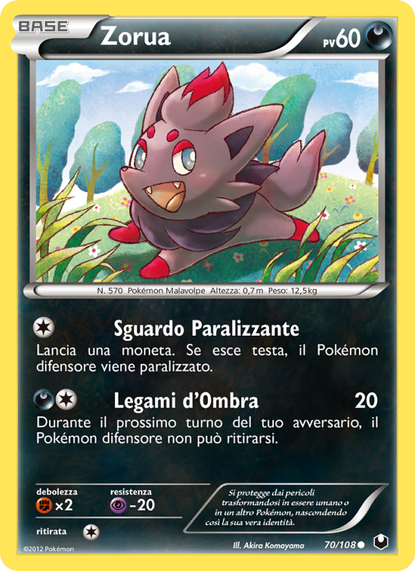 Zorua 070/111 — Dark Explorers (Italian Pokémon TCG card)