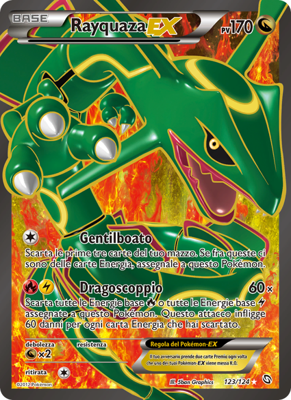 Rayquaza-EX 123/128 — Dragons Exalted (Italian Pokémon TCG card)