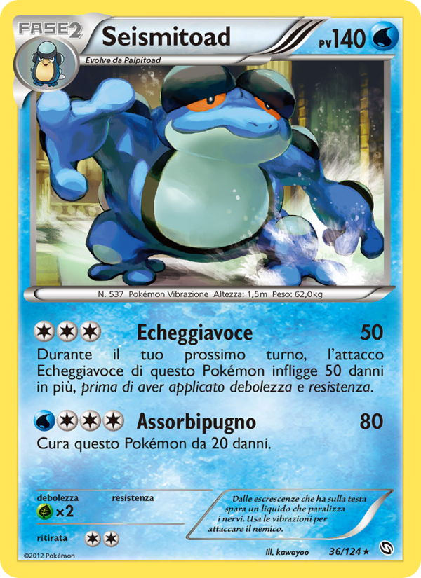 Seismitoad 036/128 — Dragons Exalted (Italian Pokémon TCG card)