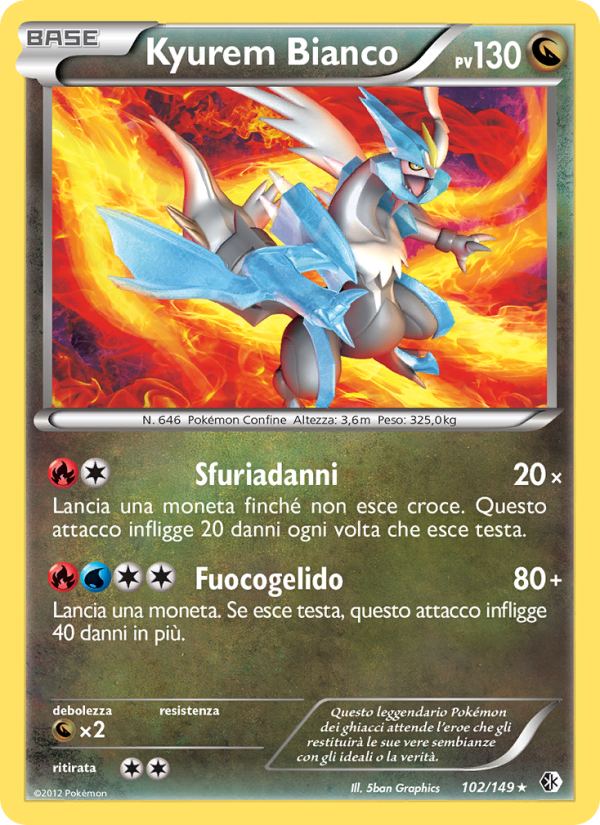 Kyurem Bianco 102/153 — Boundaries Crossed (Italian Pokémon TCG card)