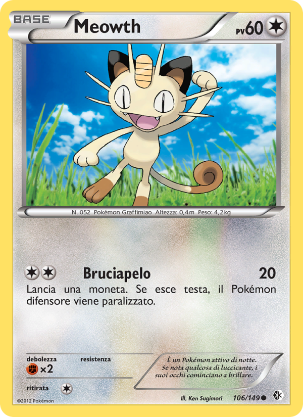 Meowth 106/153 — Boundaries Crossed (Italian Pokémon TCG card)