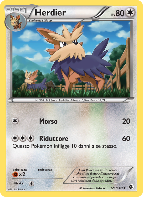 Herdier 121/153 — Boundaries Crossed (Italian Pokémon TCG card)