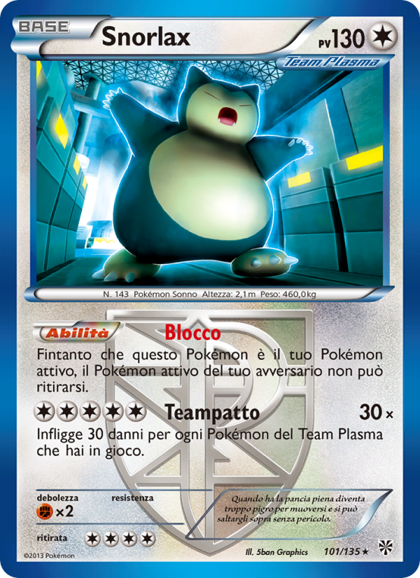 Snorlax 101/138 — Plasma Storm (Italian Pokémon TCG card)