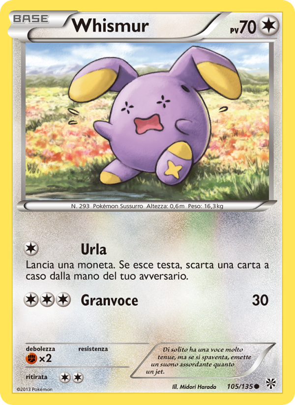 Whismur 105/138 — Plasma Storm (Italian Pokémon TCG card)