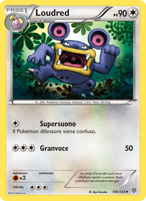 Loudred 106/138 — Plasma Storm (Italian Pokémon TCG card)