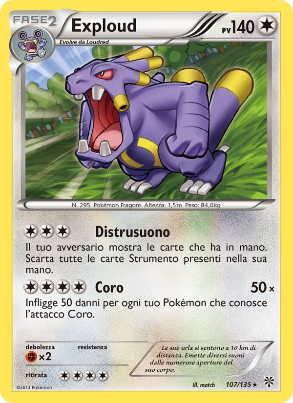Exploud 107/138 — Plasma Storm (Italian Pokémon TCG card)