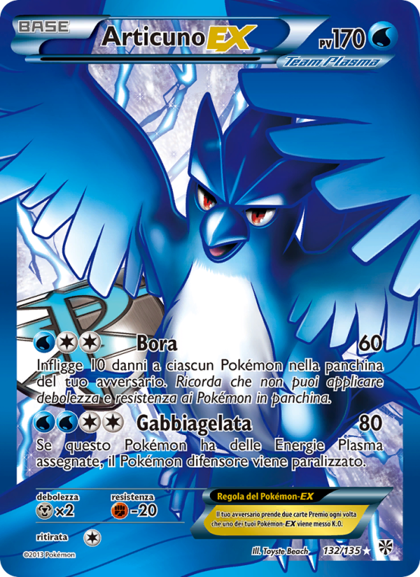 Articuno-EX 132/138 — Plasma Storm (Italian Pokémon TCG card)