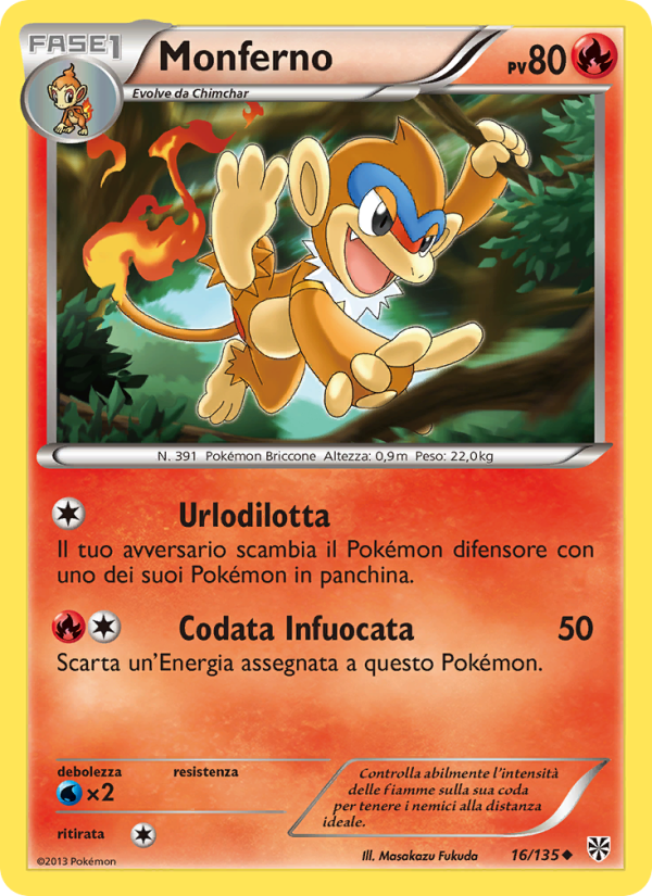 Monferno 016/138 — Plasma Storm (Italian Pokémon TCG card)