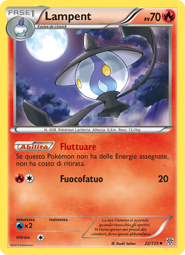 Lampent 022/138 — Plasma Storm (Italian Pokémon TCG card)