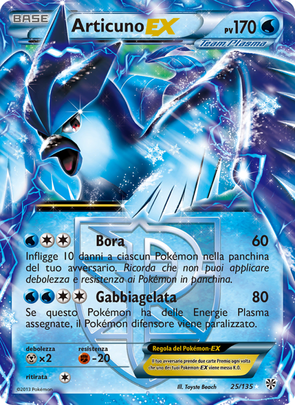 Articuno-EX 025/138 — Plasma Storm (Italian Pokémon TCG card)