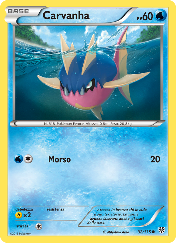 Carvanha 032/138 — Plasma Storm (Italian Pokémon TCG card)