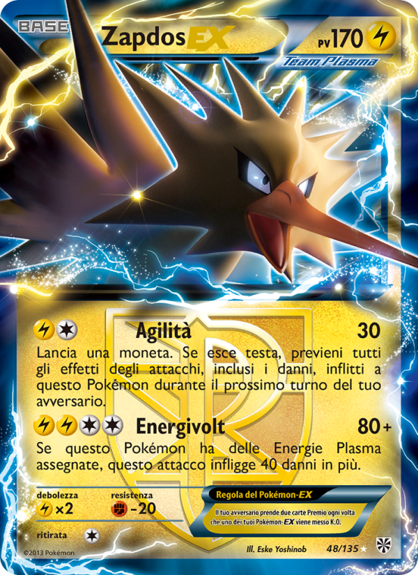 Zapdos-EX 048/138 — Plasma Storm (Italian Pokémon TCG card)