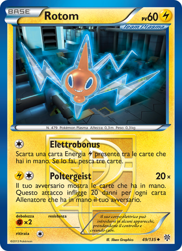 Rotom 049/138 — Plasma Storm (Italian Pokémon TCG card)