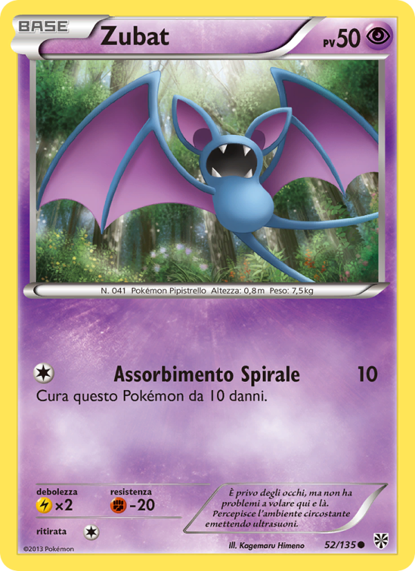 Zubat 052/138 — Plasma Storm (Italian Pokémon TCG card)