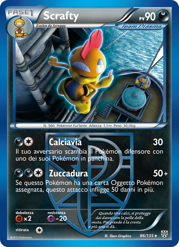 Scrafty 086/138 — Plasma Storm (Italian Pokémon TCG card)