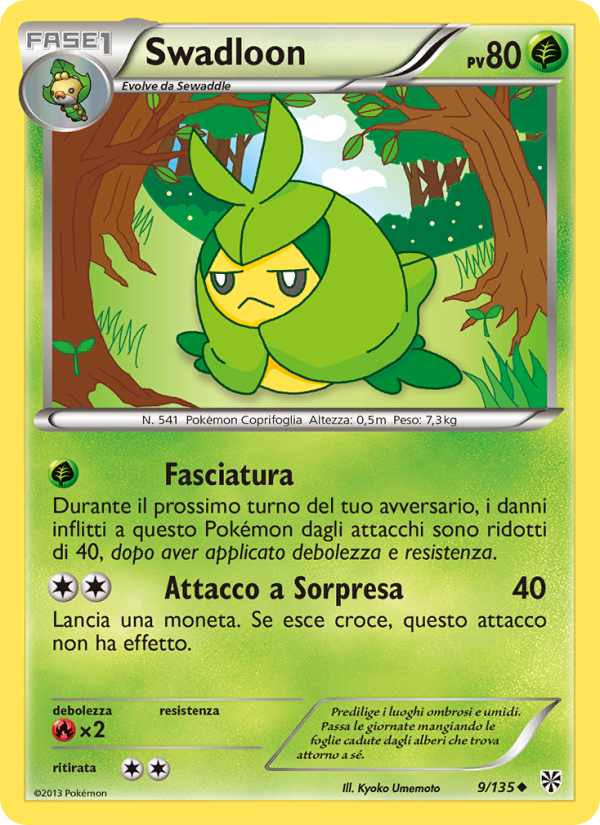 Swadloon 009/138 — Plasma Storm (Italian Pokémon TCG card)