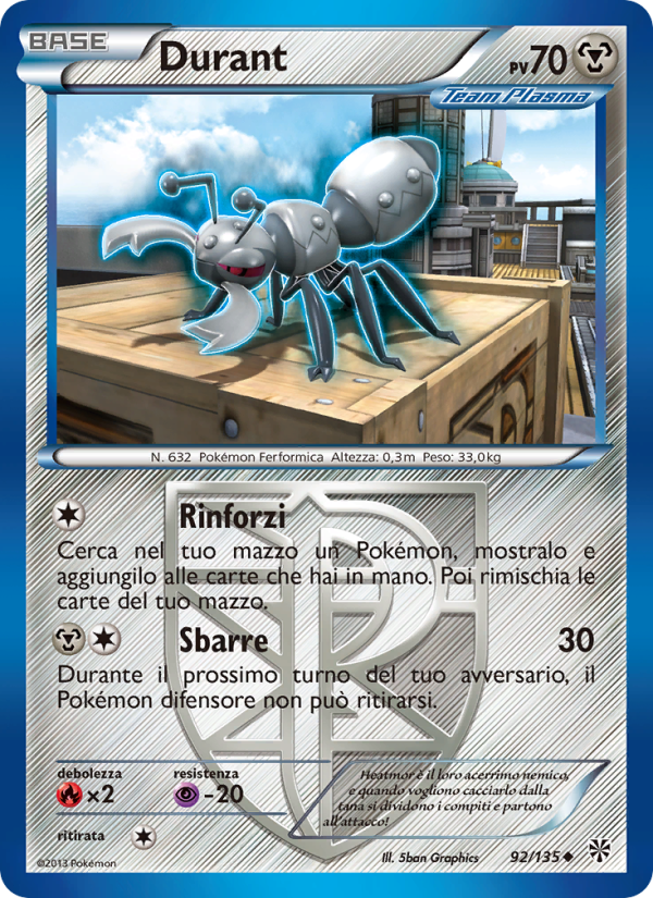 Durant 92/135 — Plasma Storm (Italian Pokémon TCG card)