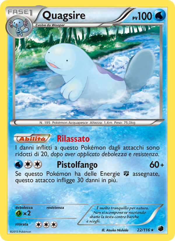 Quagsire 022/122 — Plasma Freeze (Italian Pokémon TCG card)