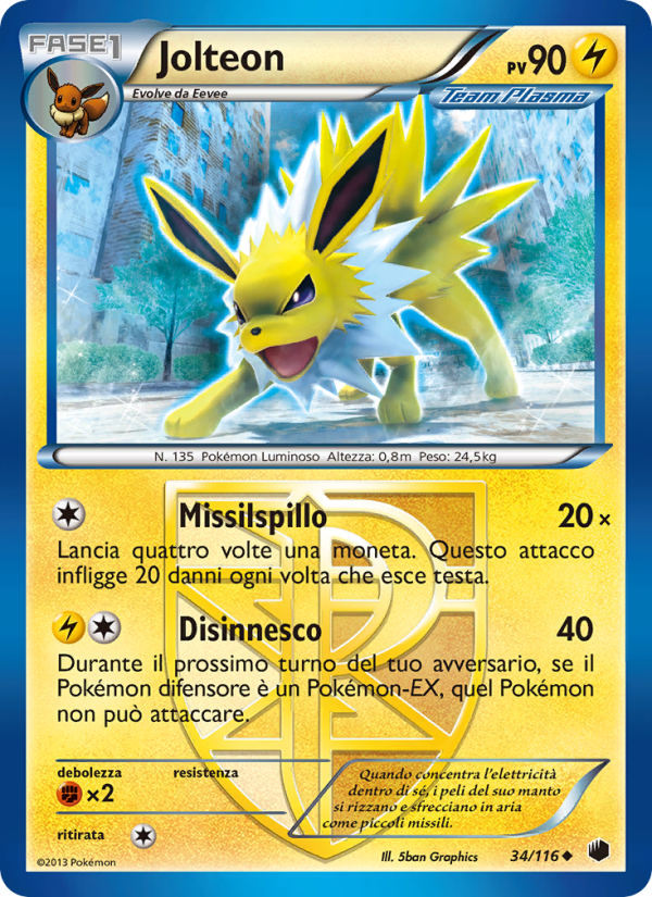 Jolteon 034/122 — Plasma Freeze (Italian Pokémon TCG card)