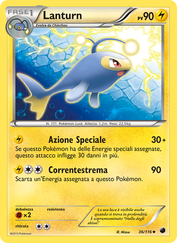 Lanturn 036/122 — Plasma Freeze (Italian Pokémon TCG card)