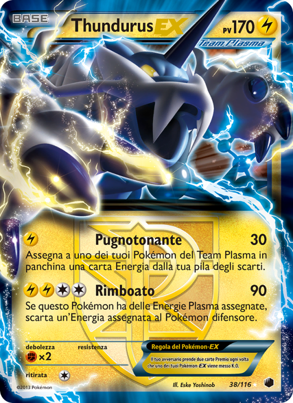 Thundurus-EX 038/122 — Plasma Freeze (Italian Pokémon TCG card)