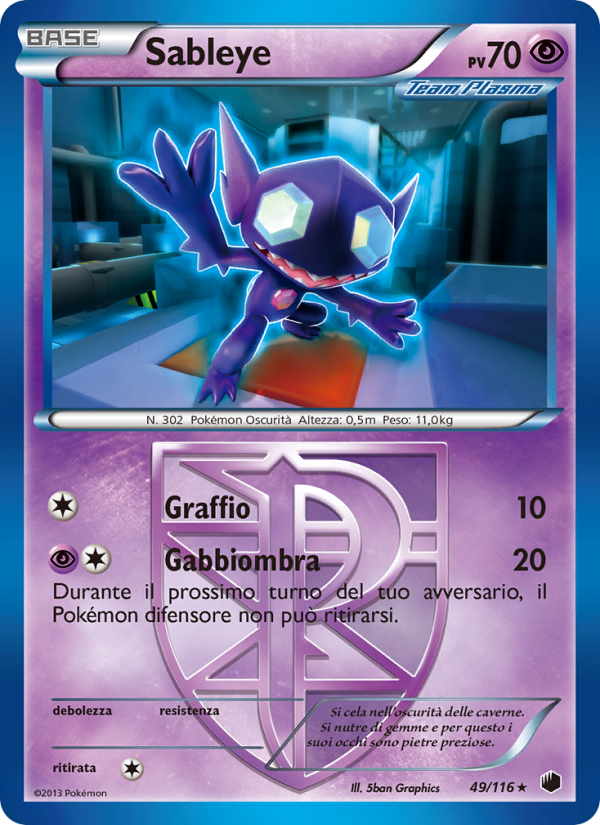 Sableye 049/122 — Plasma Freeze (Italian Pokémon TCG card)