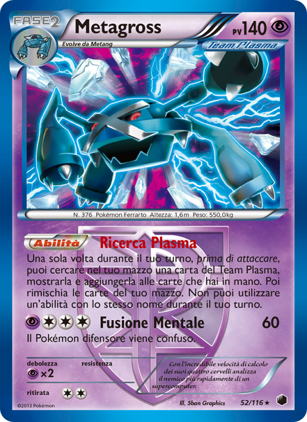 Metagross 052/122 — Plasma Freeze (Italian Pokémon TCG card)