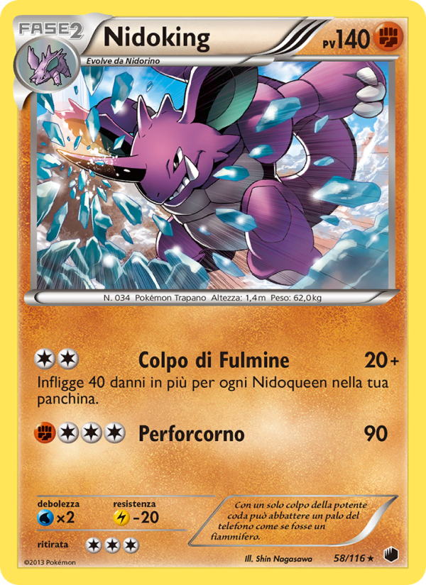 Nidoking 058/122 — Plasma Freeze (Italian Pokémon TCG card)