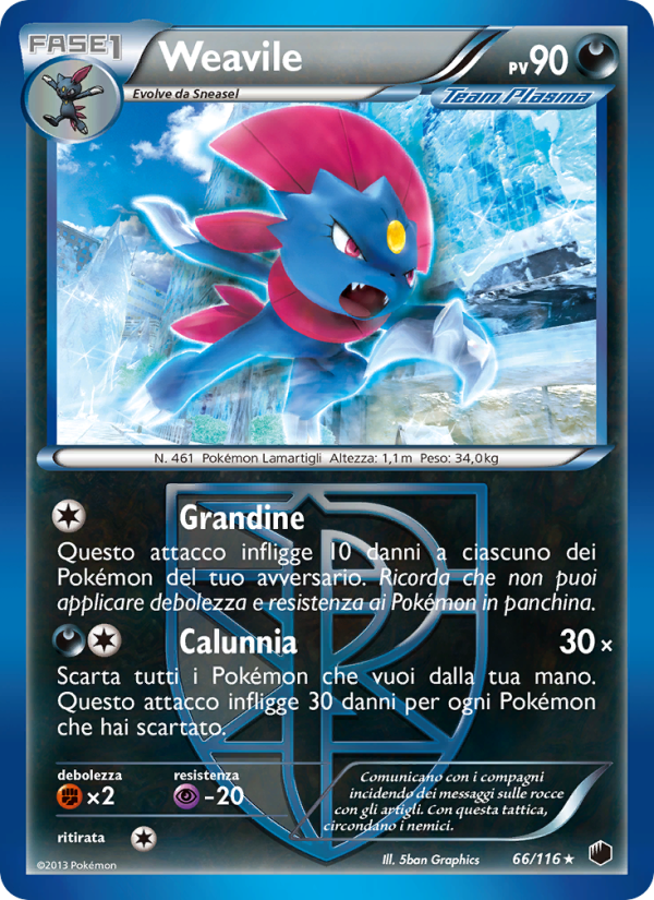 Weavile 066/122 — Plasma Freeze (Italian Pokémon TCG card)
