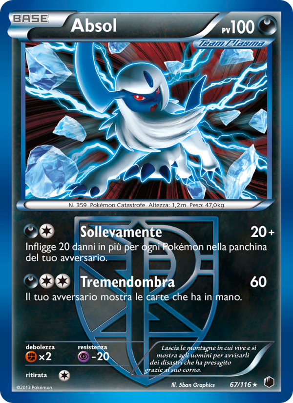 Absol 067/122 — Plasma Freeze (Italian Pokémon TCG card)