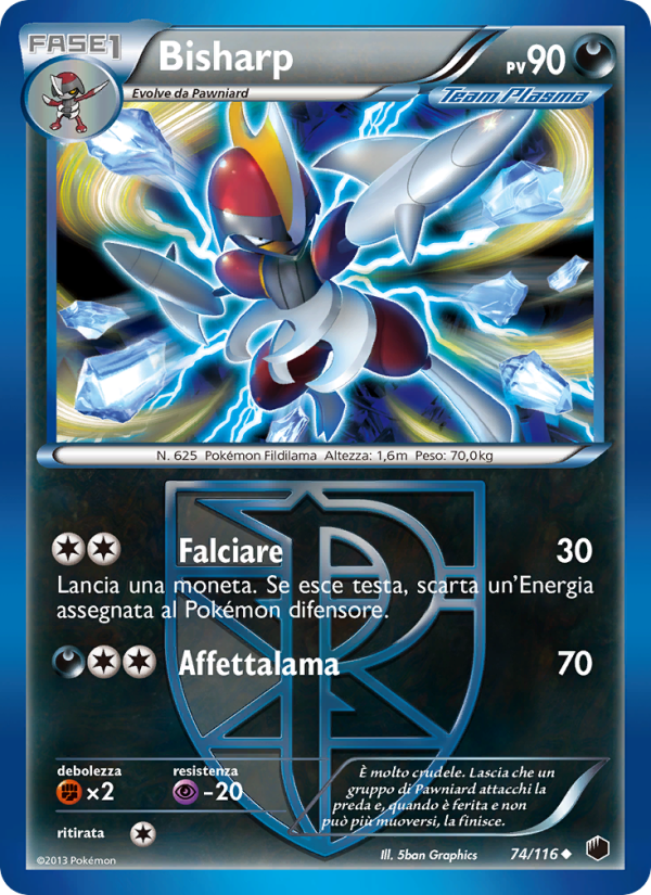 Bisharp 074/122 — Plasma Freeze (Italian Pokémon TCG card)