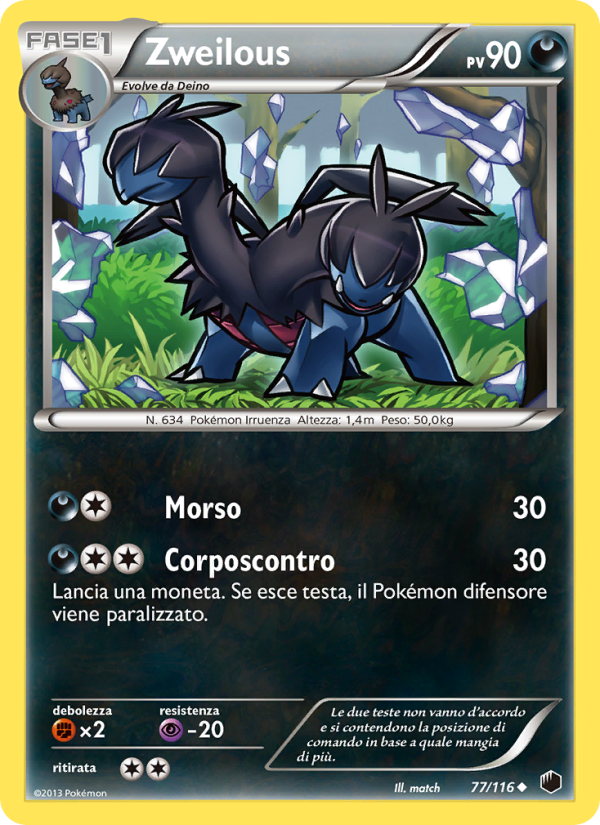 Zweilous 077/122 — Plasma Freeze (Italian Pokémon TCG card)