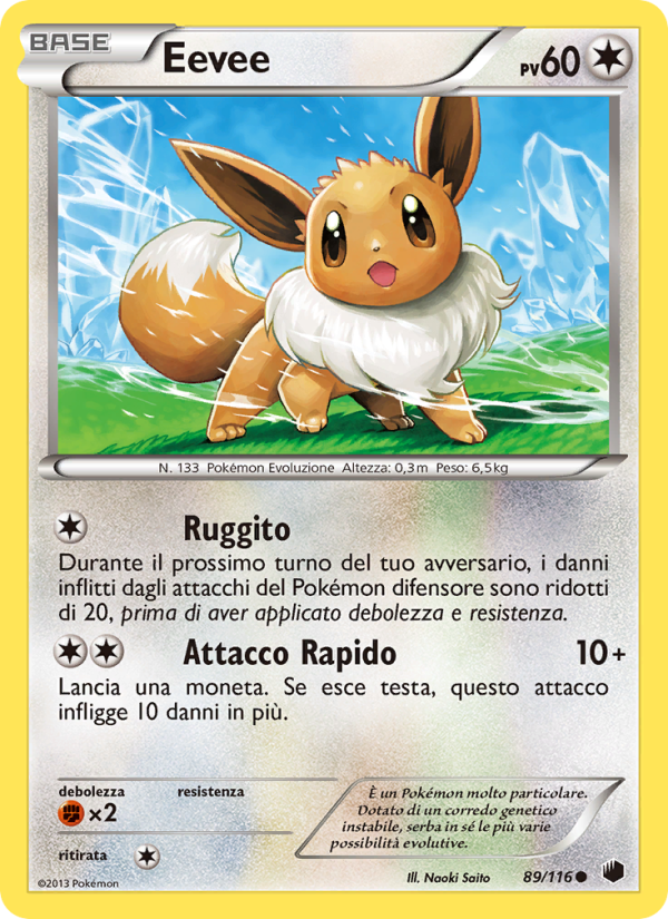 Eevee 089/122 — Plasma Freeze (Italian Pokémon TCG card)
