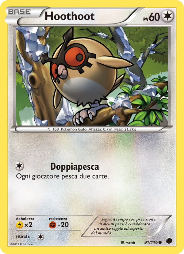 Hoothoot 091/122 — Plasma Freeze (Italian Pokémon TCG card)