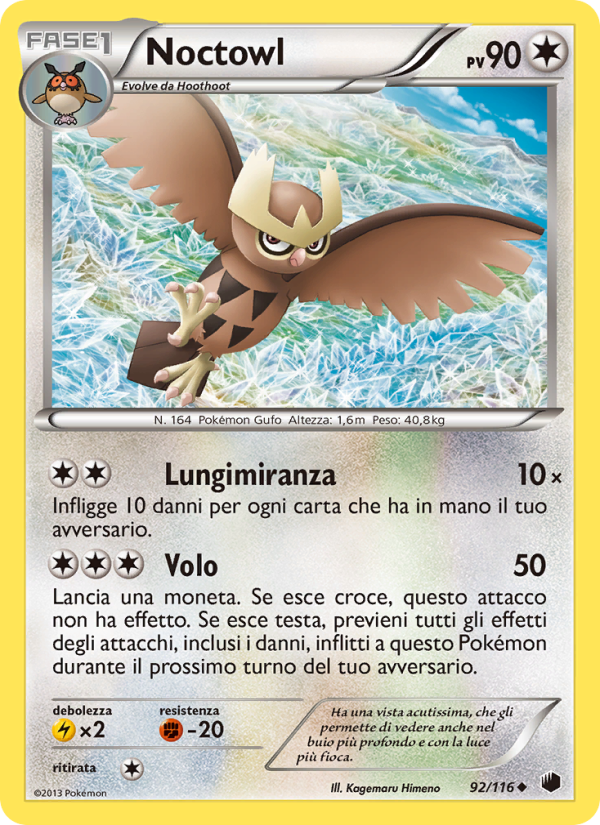 Noctowl 092/122 — Plasma Freeze (Italian Pokémon TCG card)