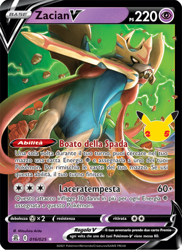 Zacian V 016/25 — Celebrations (Italian Pokémon TCG card)