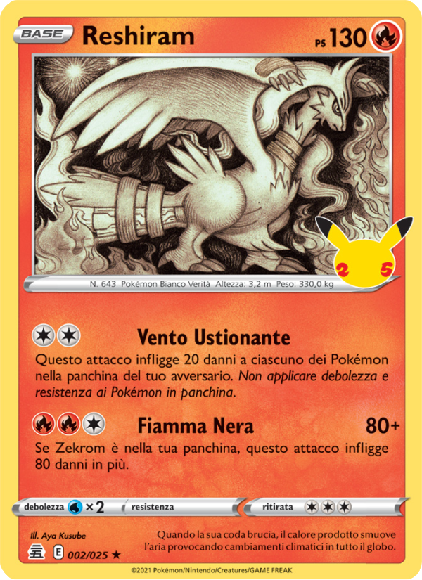 Reshiram 002/25 — Celebrations (Italian Pokémon TCG card)