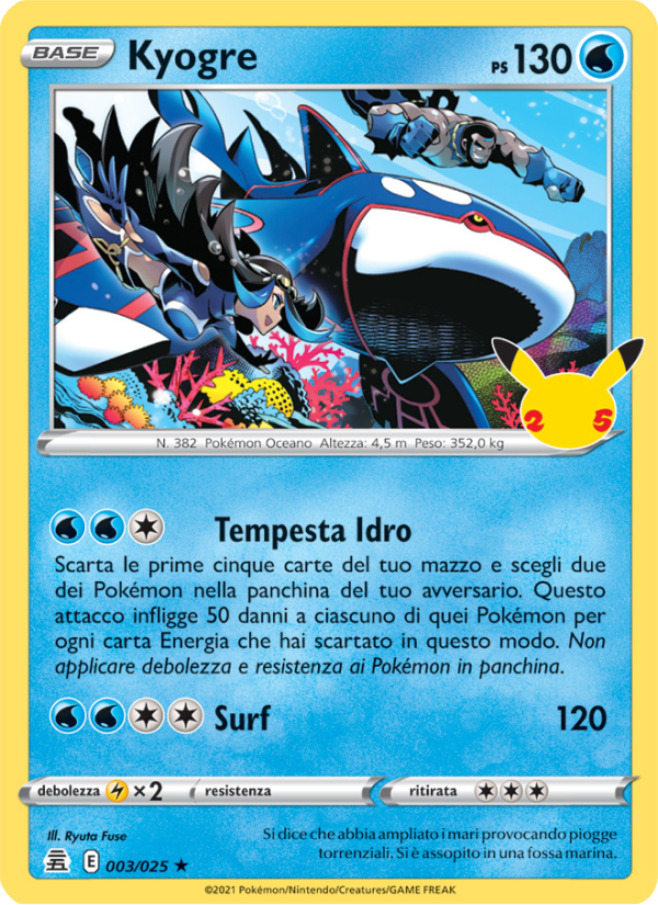 Kyogre 003/25 — Celebrations (Italian Pokémon TCG card)