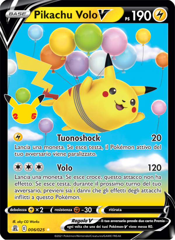 Pikachu Volo V 006/25 — Celebrations (Italian Pokémon TCG card)